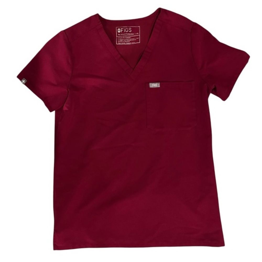 Figs Catarina One-Pocket Scrub Top | Burgundy | XS - Picture 5 of 8